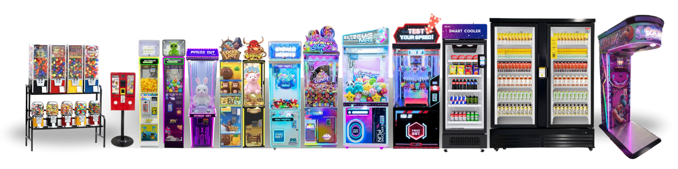 Full lineup of vending and amusement machines